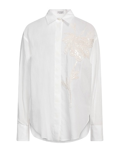 BRUNELLO CUCINELLI TOPS & TEES White 100% Cotton, Polyester, Polyamide