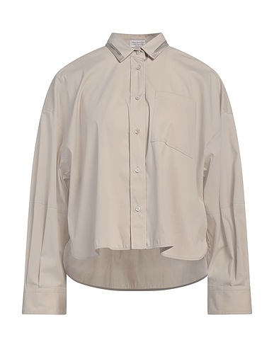BRUNELLO CUCINELLI Shirts Taupe 72% Cotton, 23% Polyamide, 5% Elastane, Silk, Ecobrass