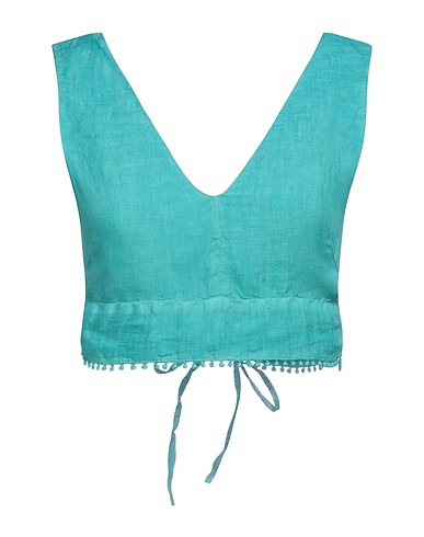 120% LINO Top Emerald green 100% Linen