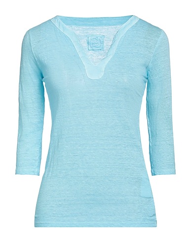 120% LINO T-shirt Celeste 100% Lino