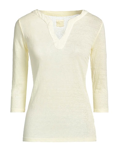120% LINO Basic T-shirt Pastel yellow 100% Linen