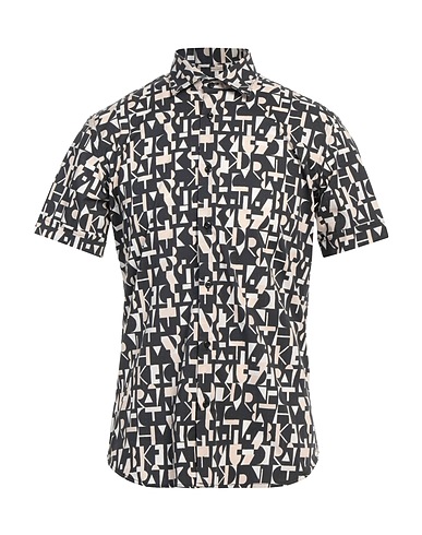 TAKESHY KUROSAWA Patterned shirt Black 98% Cotton, 2% Elastane