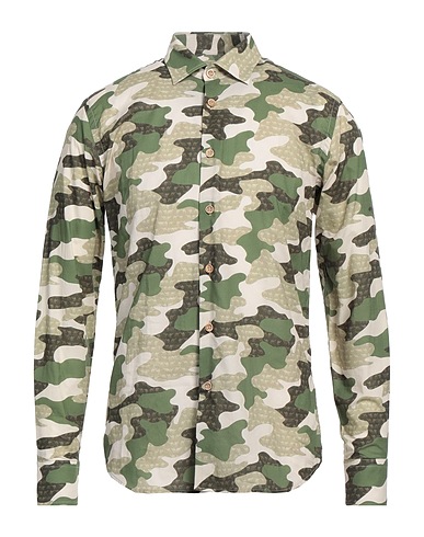 TAKESHY KUROSAWA Patterned shirt Military green 100% Cotton