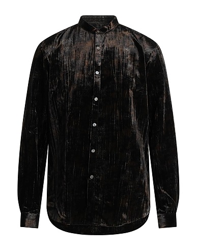 JOHN VARVATOS Patterned shirt Dark brown 72% Viscose, 28% Polyester