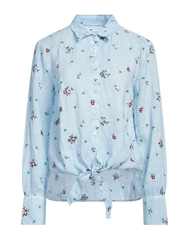 120% LINO Floral shirts & blouses Sky blue 100% Linen