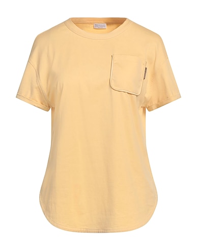 BRUNELLO CUCINELLI T-shirt Mustard 100% Cotton, Silk, Elastane, Brass