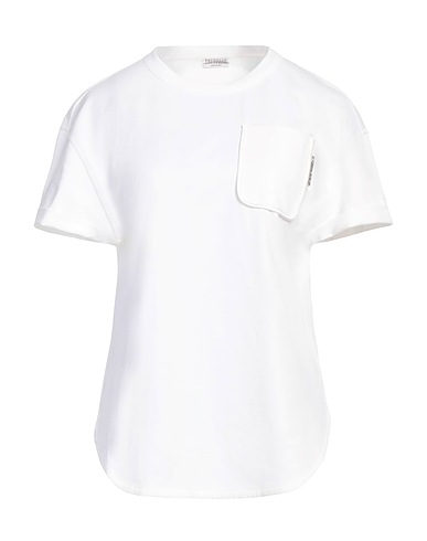 BRUNELLO CUCINELLI T-shirt White 100% Cotton, Silk, Elastane, Brass