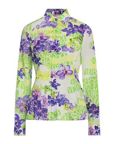 VERSACE Camicie e bluse a fiori Verde chiaro 100% Seta