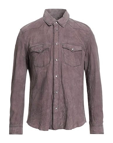 JOHN VARVATOS Solid colour shirt Plum 100% Sheepskin