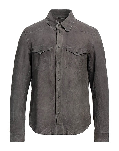 JOHN VARVATOS Solid colour shirt Grey 100% Sheepskin