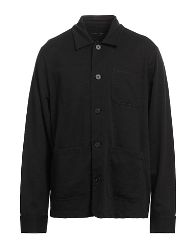 JOHN VARVATOS Solid color shirt Black 52% Polyamide, 44% Cotton, 4% Elastane
