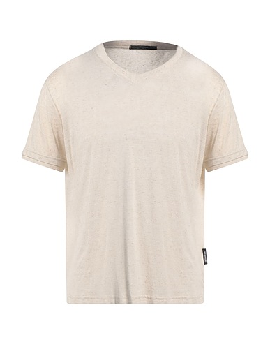 TAKESHY KUROSAWA Basic T-Shirt Ivory 85% Viscose, 10% Linen, 5% Elastane
