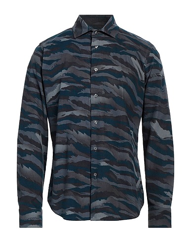 ROBERT FRIEDMAN Patterned shirt Slate blue 100% Cotton