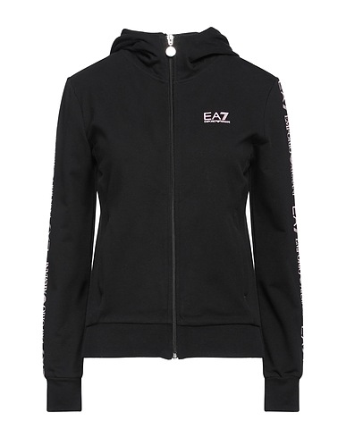 EA7 Hooded track jacket  Black 95% Cotton, 5% Elastane