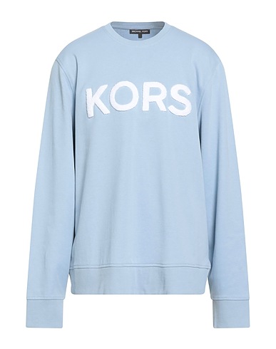 MICHAEL KORS MENS Sweatshirt Sky blue 75% Cotton, 25% Polyester, Elastane