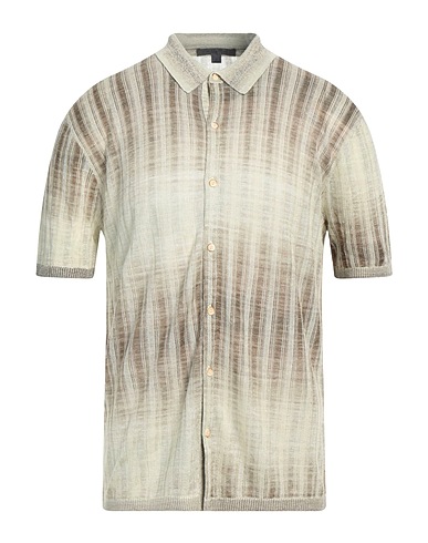 JOHN VARVATOS Patterned shirt Sage green 60% Viscose, 40% Linen