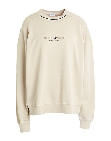 BRUNELLO CUCINELLI Sweatshirt Beige 100% Cotton, Elastane, Acetate, Silk, Ecobrass