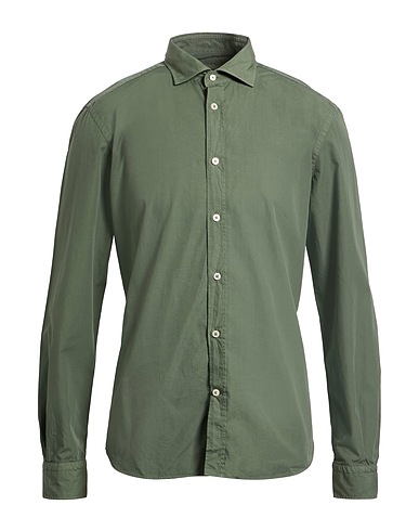 MASTRICAMICIAI Solid color shirt Military green 100% Cotton