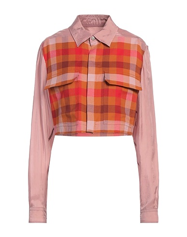 RICK OWENS Checked shirt Antique rose 100% Cotton, Cupro