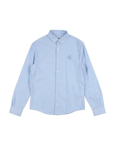 BIKKEMBERGS Solid colour shirt Light blue 100% Cotton