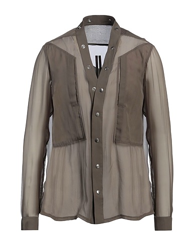 RICK OWENS Camicia tinta unita Tortora 100% Seta