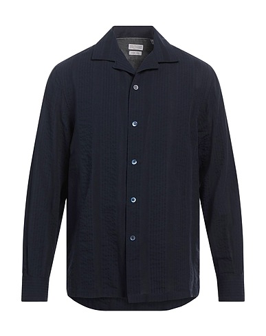 BRUNELLO CUCINELLI Solid color shirt Midnight blue 100% Cotton