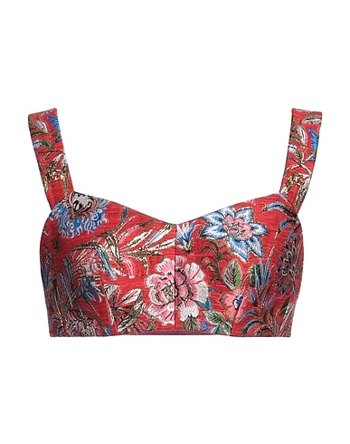DOLCE&GABBANA Top Brick red 70% Polyester, 22% Cotton, 5% Polyamide, 3% Metallic Polyester