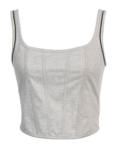 BRUNELLO CUCINELLI Bustier Light grey 65% Cotton, 29% Polyamide, 6% Elastane, Brass