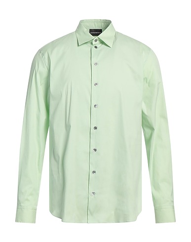 EMPORIO ARMANI Camicia tinta unita Verde chiaro 69% Cotone, 27% Poliammide, 4% Elastan
