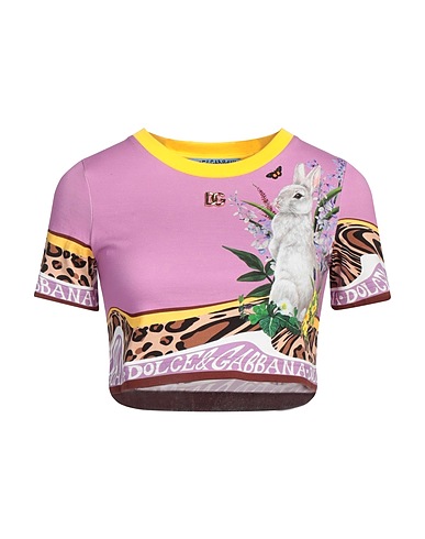 DOLCE&GABBANA Crop top Purple 100% Cotton, Zamak