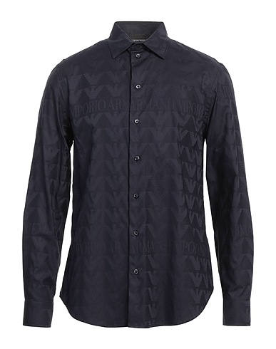 EMPORIO ARMANI Patterned shirt Midnight blue 100% Cotton