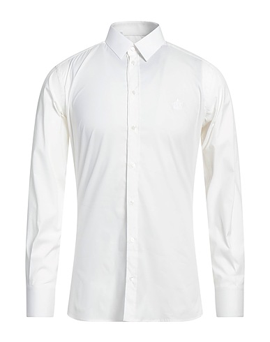 DOLCE&GABBANA Solid color shirt White 69% Cotton, 25% Polyamide, 6% Elastane