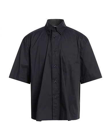 EMPORIO ARMANI Solid colour shirt Midnight blue 69% Cotton, 27% Polyamide, 4% Elastane