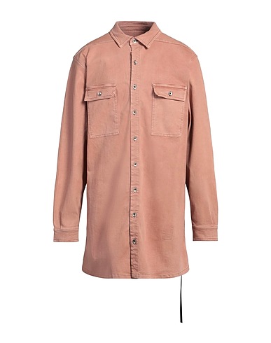 DRKSHDW by RICK OWENS Denim shirt Salmon pink 90% Cotton, 7% Polyester, 3% Rubber