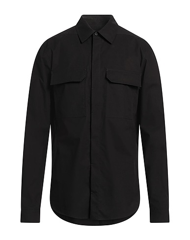 RICK OWENS Solid colour shirt Black 100% Cotton, Buffalo Horn