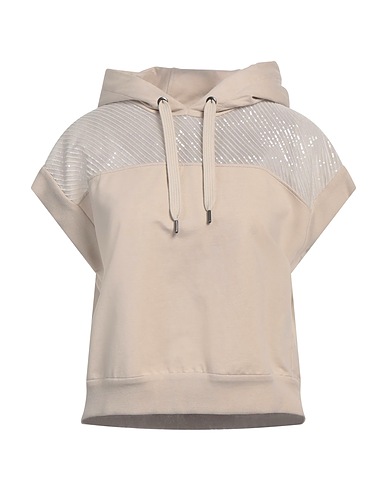 BRUNELLO CUCINELLI Hooded sweatshirt Beige 98% Cotton, 2% Elastane, Silk