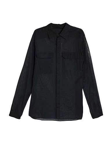 RICK OWENS Einfarbiges Hemd Schwarz 100% Baumwolle, Büffelhorn