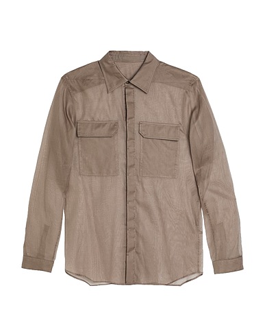 RICK OWENS Camicia tinta unita Grigio 100% Cotone, Corno di Bufalo