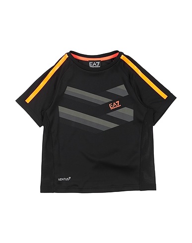 EA7 T-shirt Black 100% Polyester, Elastane