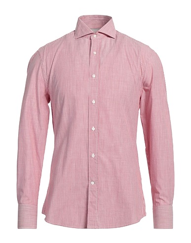 BRUNELLO CUCINELLI Striped shirt Brick red 100% Cotton