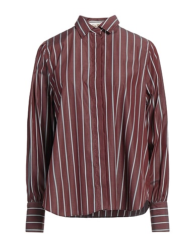 LE SARTE PETTEGOLE Gestreiftes Hemd Schokobraun 100% Baumwolle
