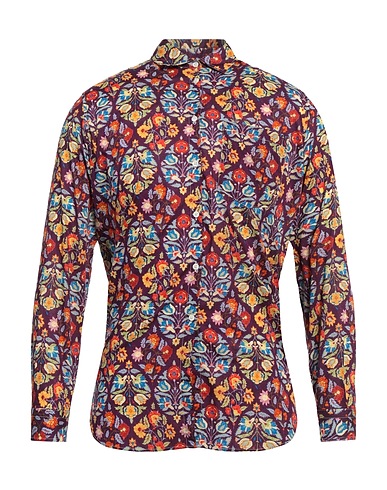 MASSIMO ALBA Camicia fantasia Prugna 100% Cotone