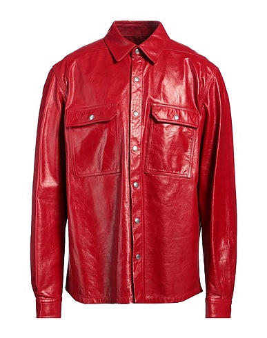 RICK OWENS Solid colour shirt Red 100% Calfskin