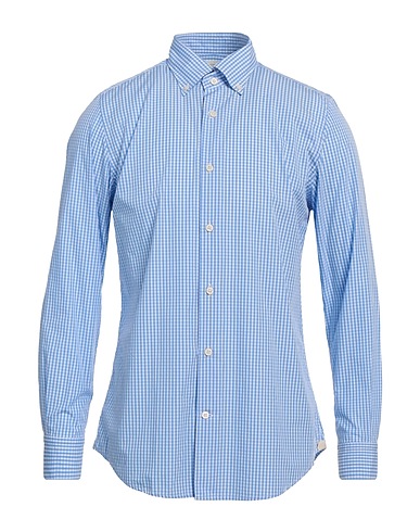 MONTESANTO Camicia a quadri Azzurro 100% Cotone