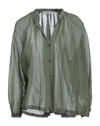MARELLA Camicie e bluse tinta unita Verde militare 73% Cotone, 27% Seta