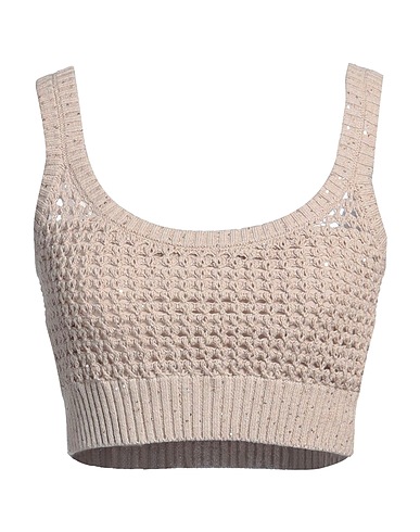 BRUNELLO CUCINELLI Top Beige 96% Cotton, 4% Polyester, Acetate, Silk