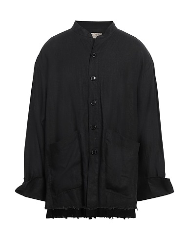 GREG LAUREN Camicia tinta unita Nero 100% Cotone