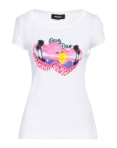 DSQUARED2 T-shirt Bianco 100% Cotone, Elastan