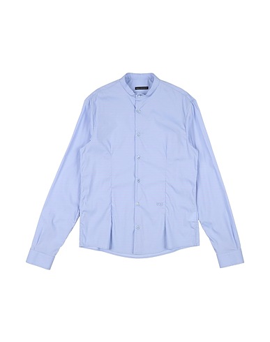 DANIELE ALESSANDRINI Solid colour shirt Light blue 72% Cotton, 25% Polyamide, 3% Elastane