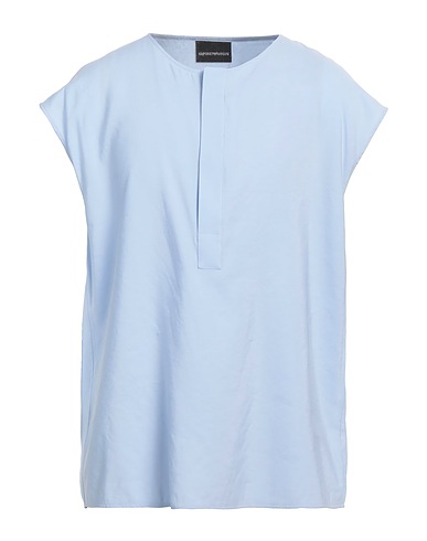 EMPORIO ARMANI Camicia tinta unita Celeste 90% Viscosa, 10% Poliestere